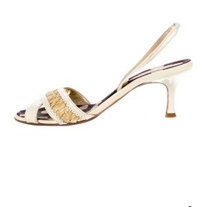 Christian Lacroix Cream and Tan Slingback Heels